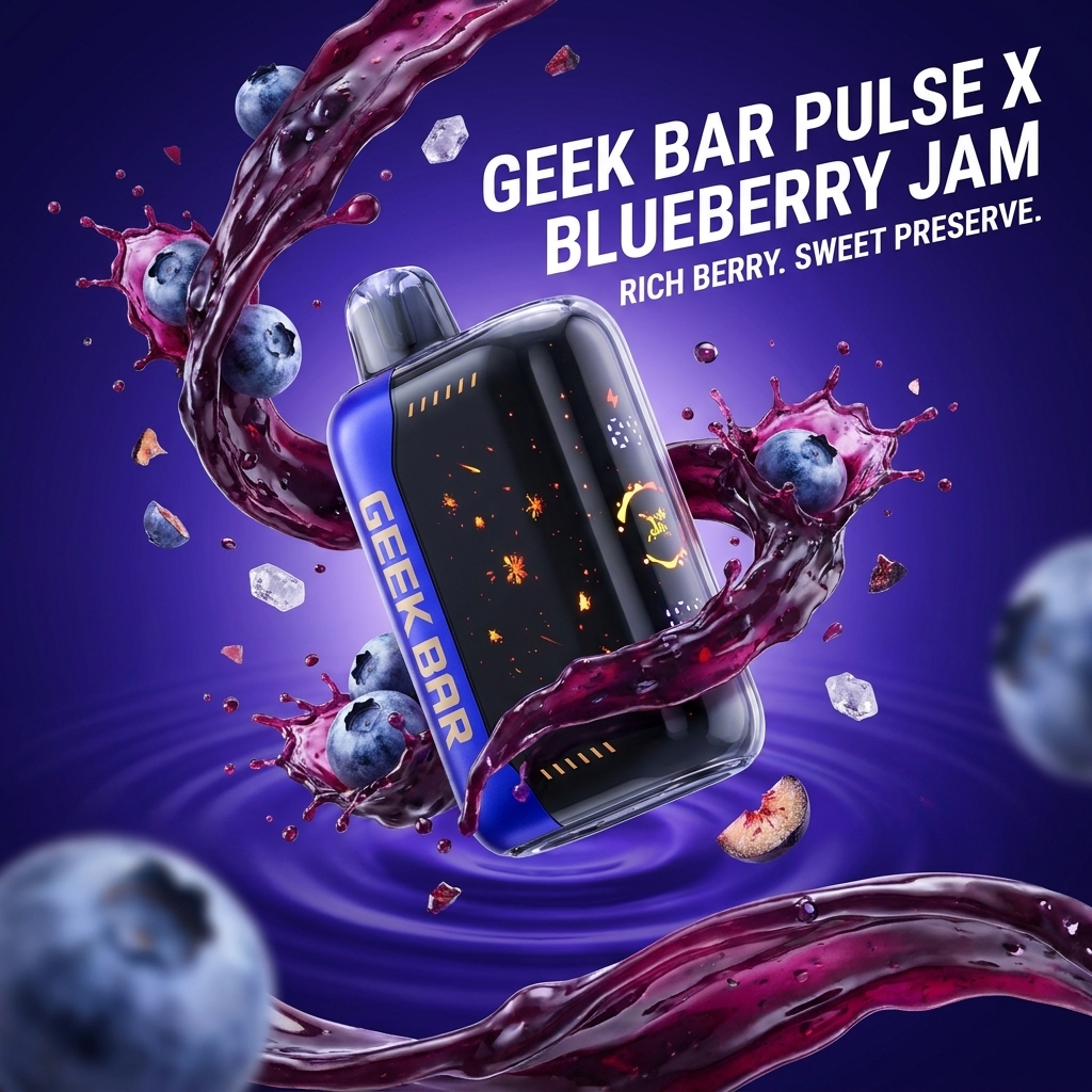 Geek Bar Pulse X 25000 Puffs Disposable Vape Dual Mode, 18mL, 5% Nicotine - Blueberry Jam (Jam Edition)
