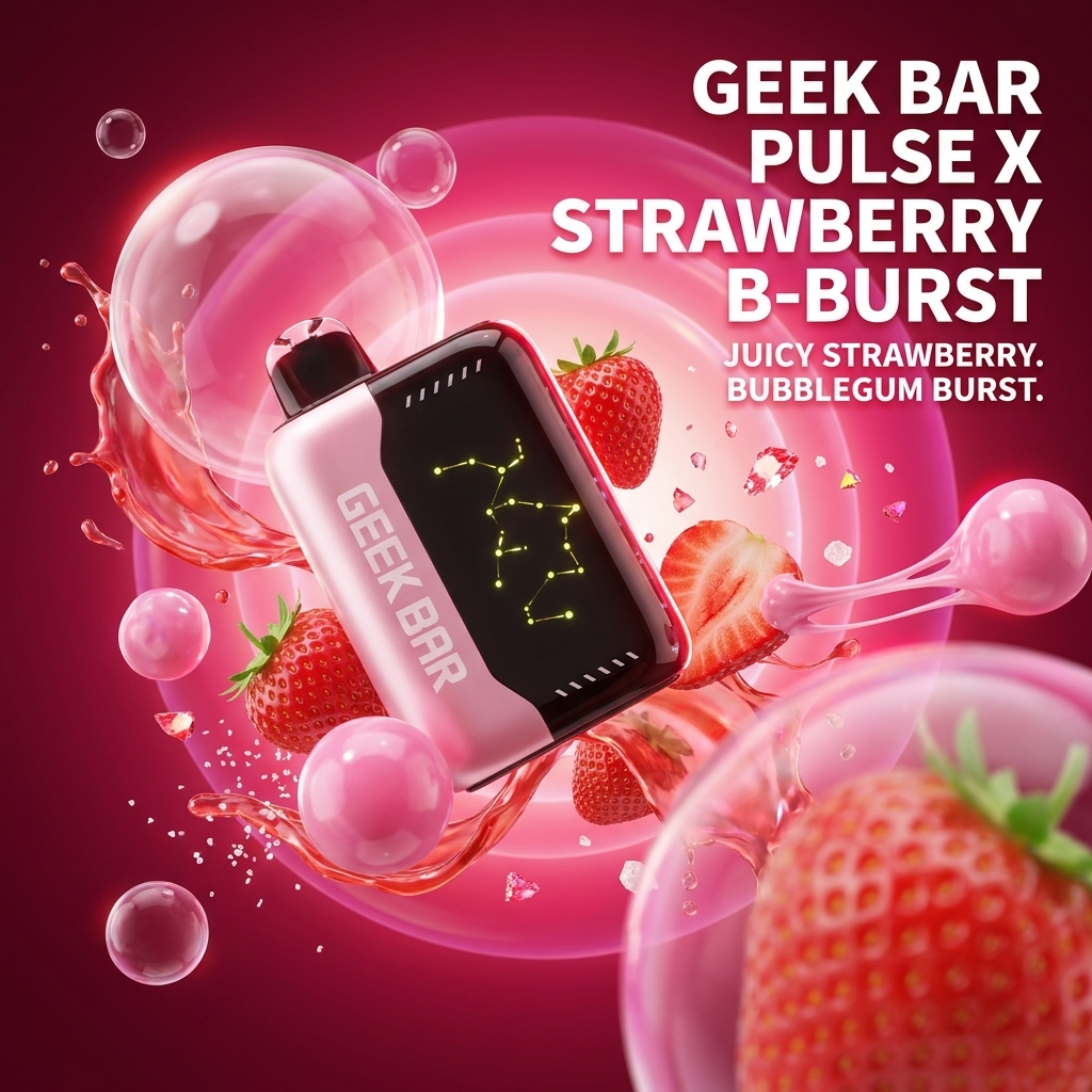 Geek Bar Pulse X 25000 Puffs Disposable Vape Dual Mode, 18mL, 5% Nicotine - Strawberry B-Burst