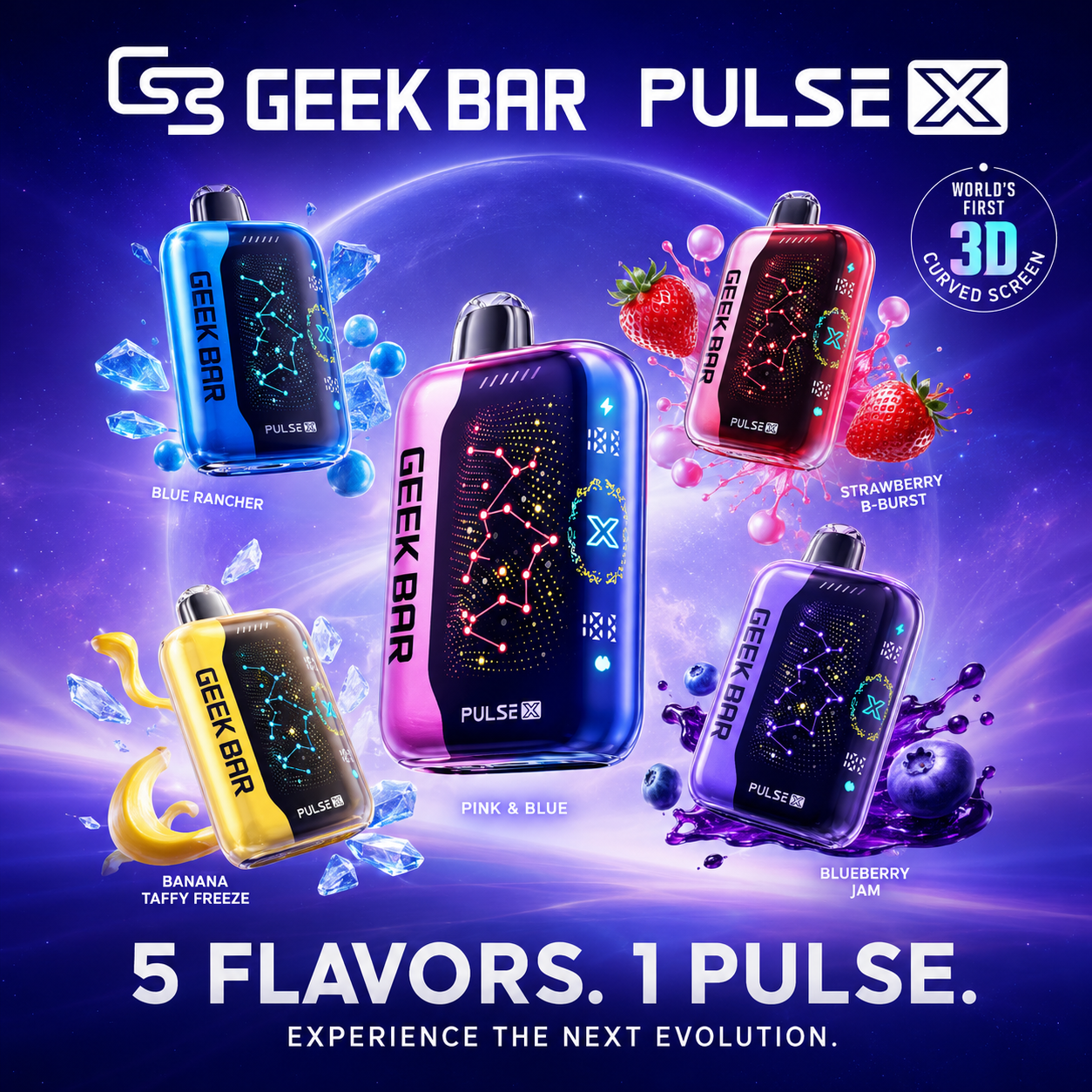 Geek Bar Pulse X 25000 Puffs Disposable Vape Dual Mode, 18mL, 5% Nicotine