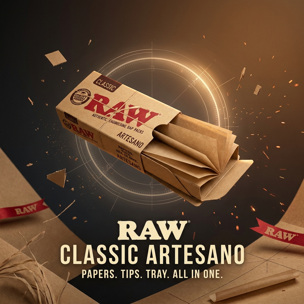 RAW Classic 1¼ King Size Slim Artesano Rolling Papers with Tips & Tray One Pack
