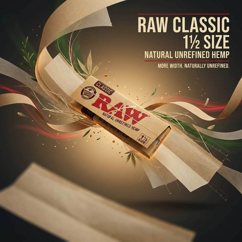 RAW Classic 1½ Size Rolling Papers Natural Unrefined Hemp 5-Packs